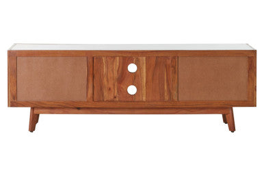 Myan Acacia Wood and White Marble Media Unit - Image 7