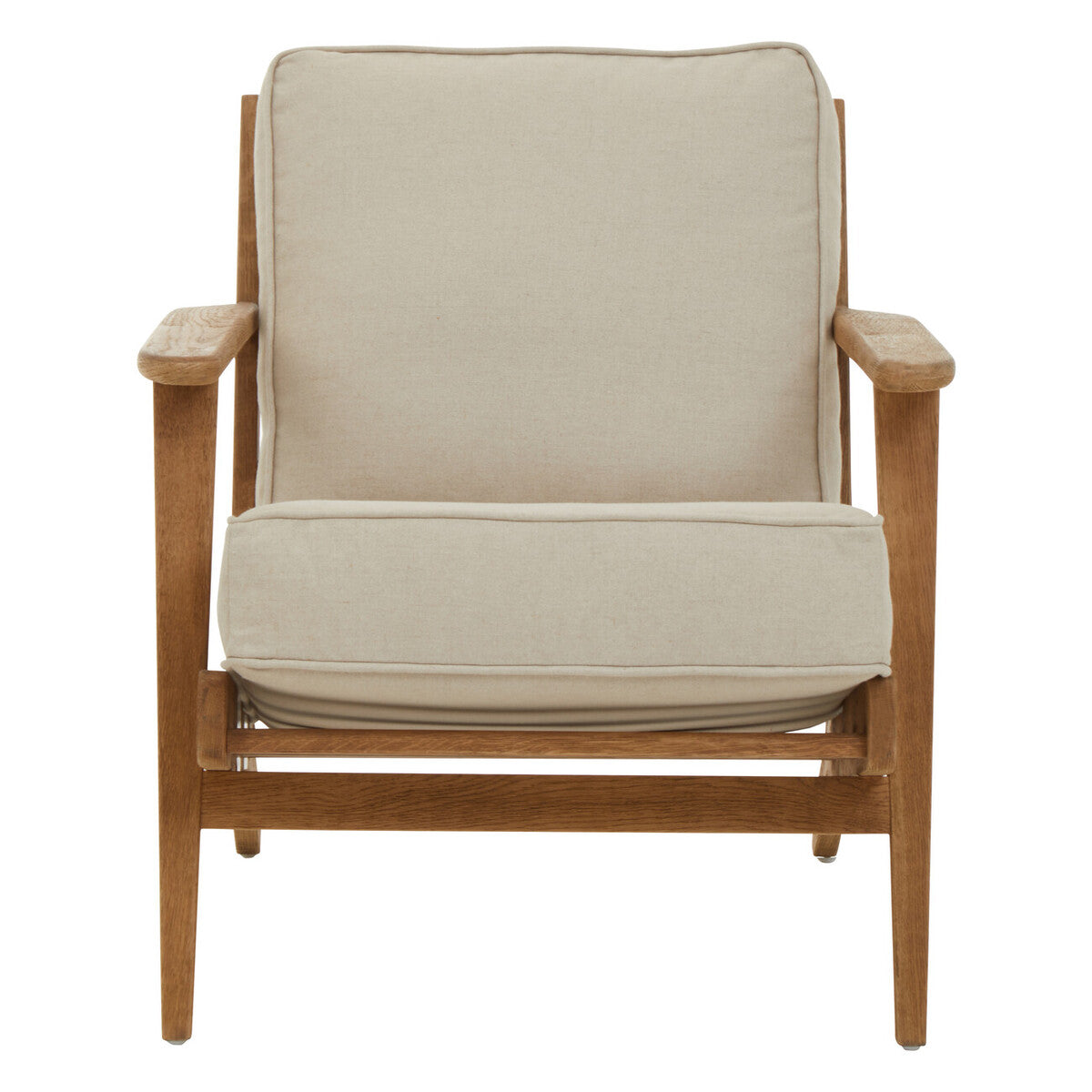 Hector Natural Linen and Oak Wood Armchair - Image 2