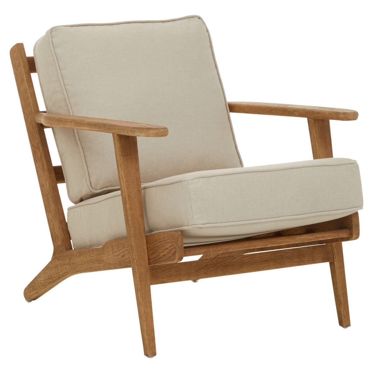 Hector Natural Linen and Oak Wood Armchair - Image 4