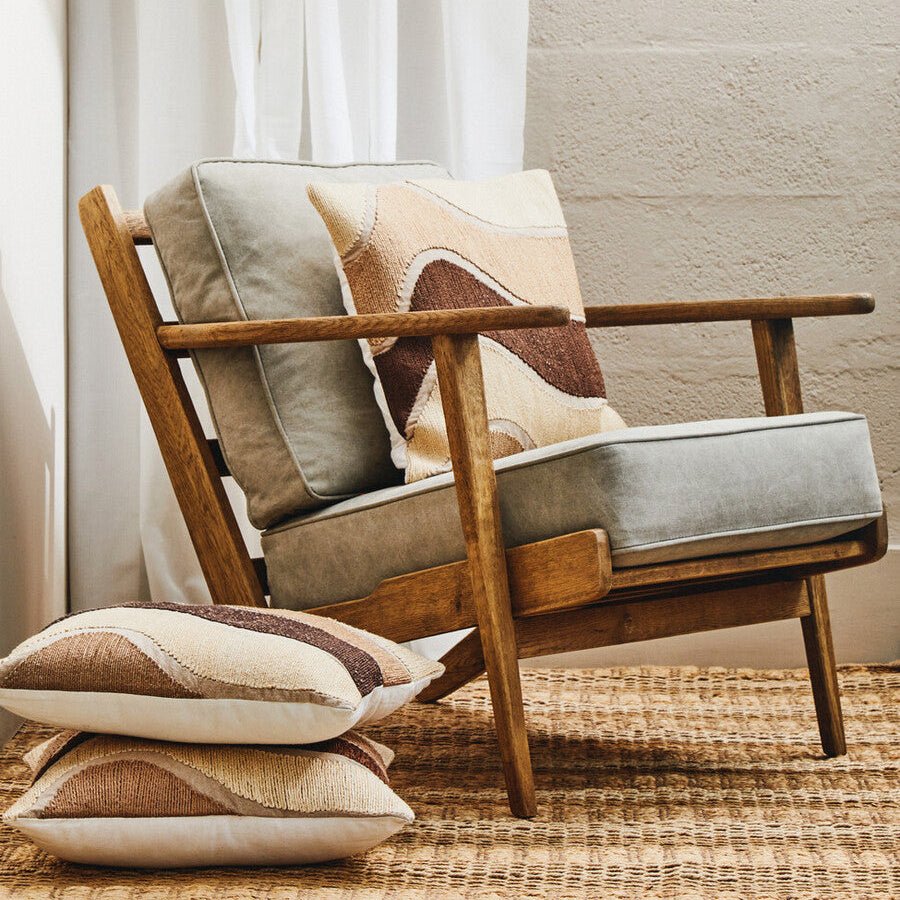 Hector Natural Linen and Oak Wood Armchair - Image 1