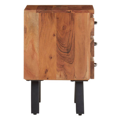 Nashik Three Drawer Acacia Wood Side Table