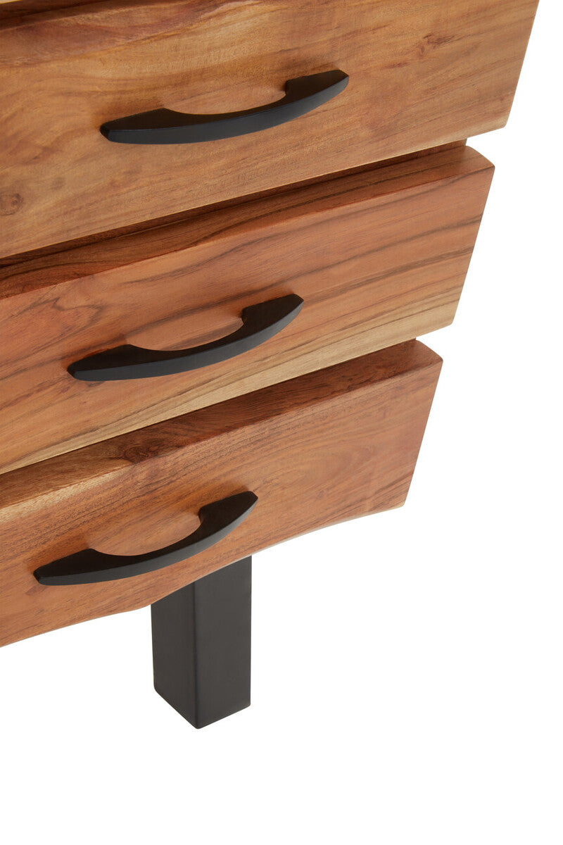 Nashik Three Drawer Acacia Wood Side Table
