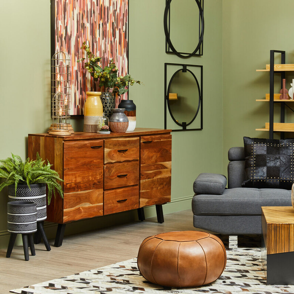 Nashik Large Acacia Wood Sideboard