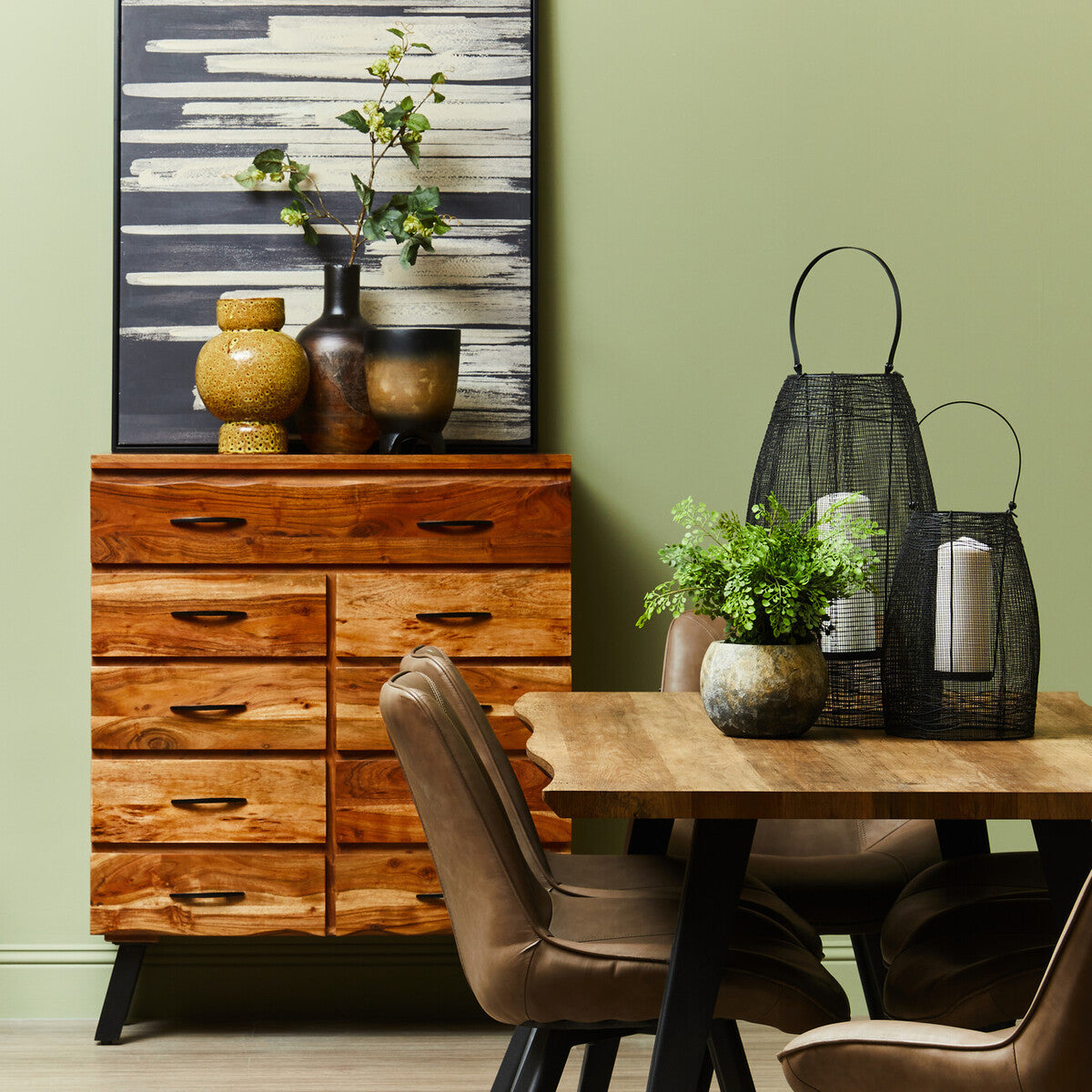 Nashik 9 Drawer Acacia Wood Chest
