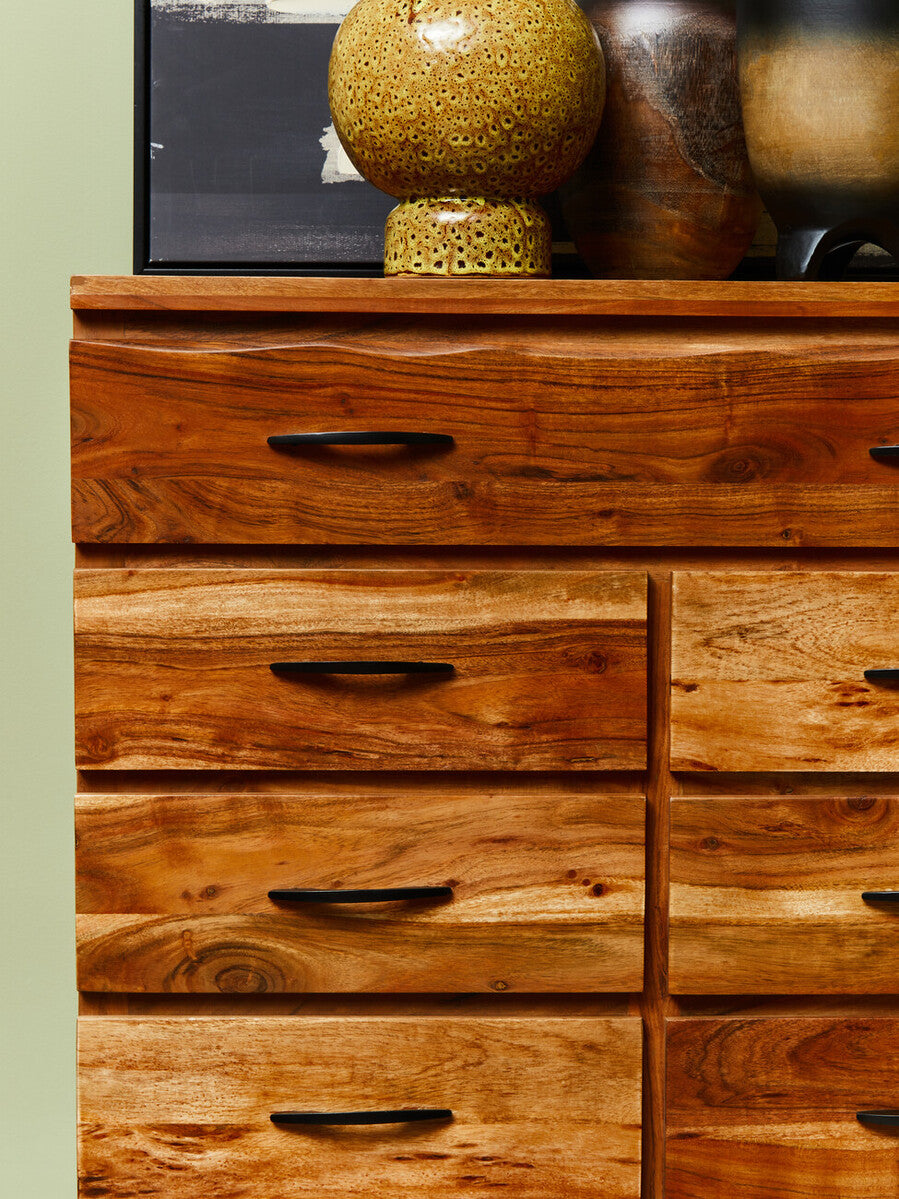 Nashik 9 Drawer Acacia Wood Chest