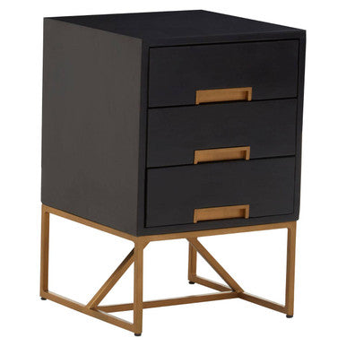 Kochi Black Side Table with 3 Drawers