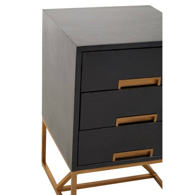 Kochi Black Side Table with 3 Drawers