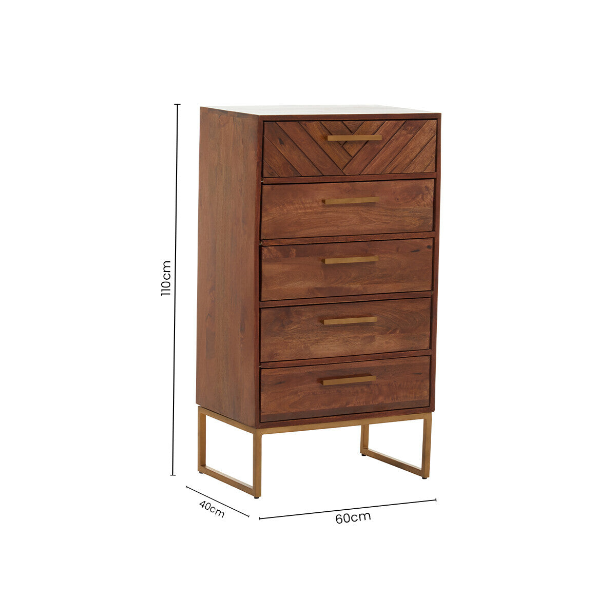 Gaya Mango Wood Chest of 5 Drawers
