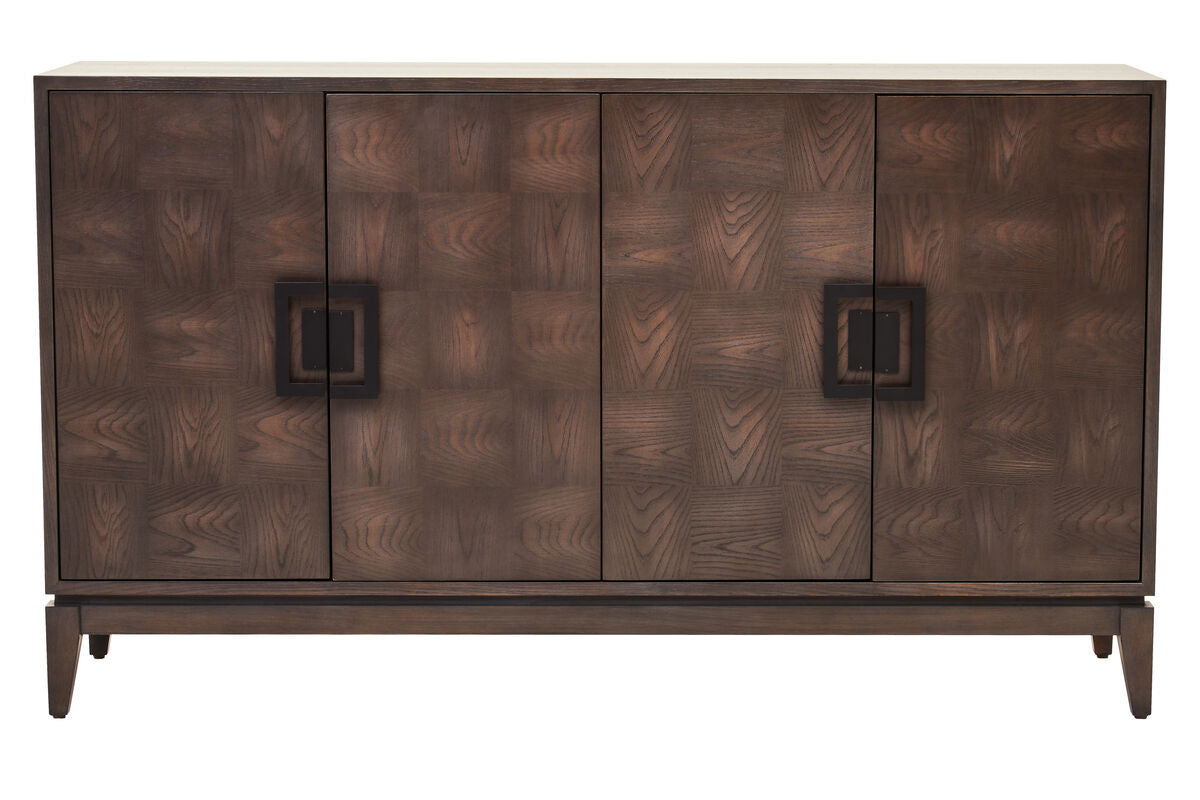 Dimaro Antique Grey Elm Wood Veneer 4 Door Sideboard