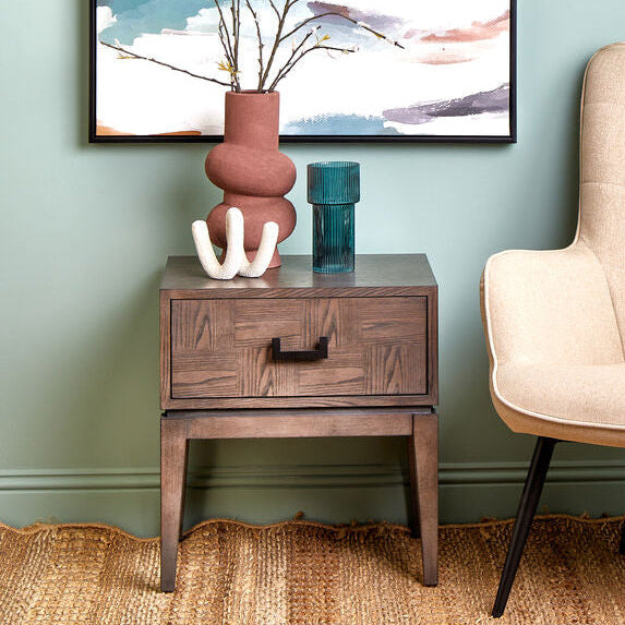 Dimaro Antique Grey One Drawer Side Table - Image 1