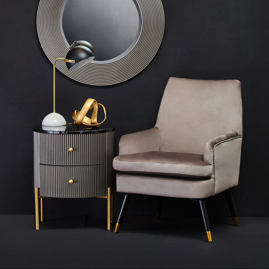 Dervio Grey Two Drawer Chest with Black Marble Top - Image 3