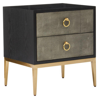 Deruta Two Drawer Grey Shagreen Effect Side Table - Image 4