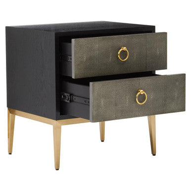 Deruta Two Drawer Grey Shagreen Effect Side Table - Image 5