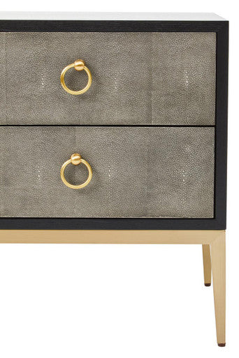Deruta Two Drawer Grey Shagreen Effect Side Table - Image 9