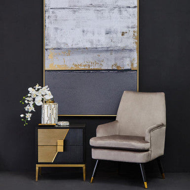 Davoli Black and Gold Two Drawer Side Table - Image 3