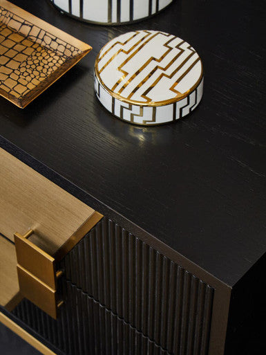 Davoli Black and Gold Two Drawer Side Table - Image 9
