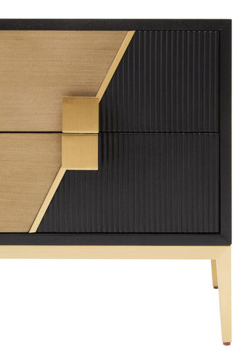 Davoli Black and Gold Two Drawer Side Table - Image 11