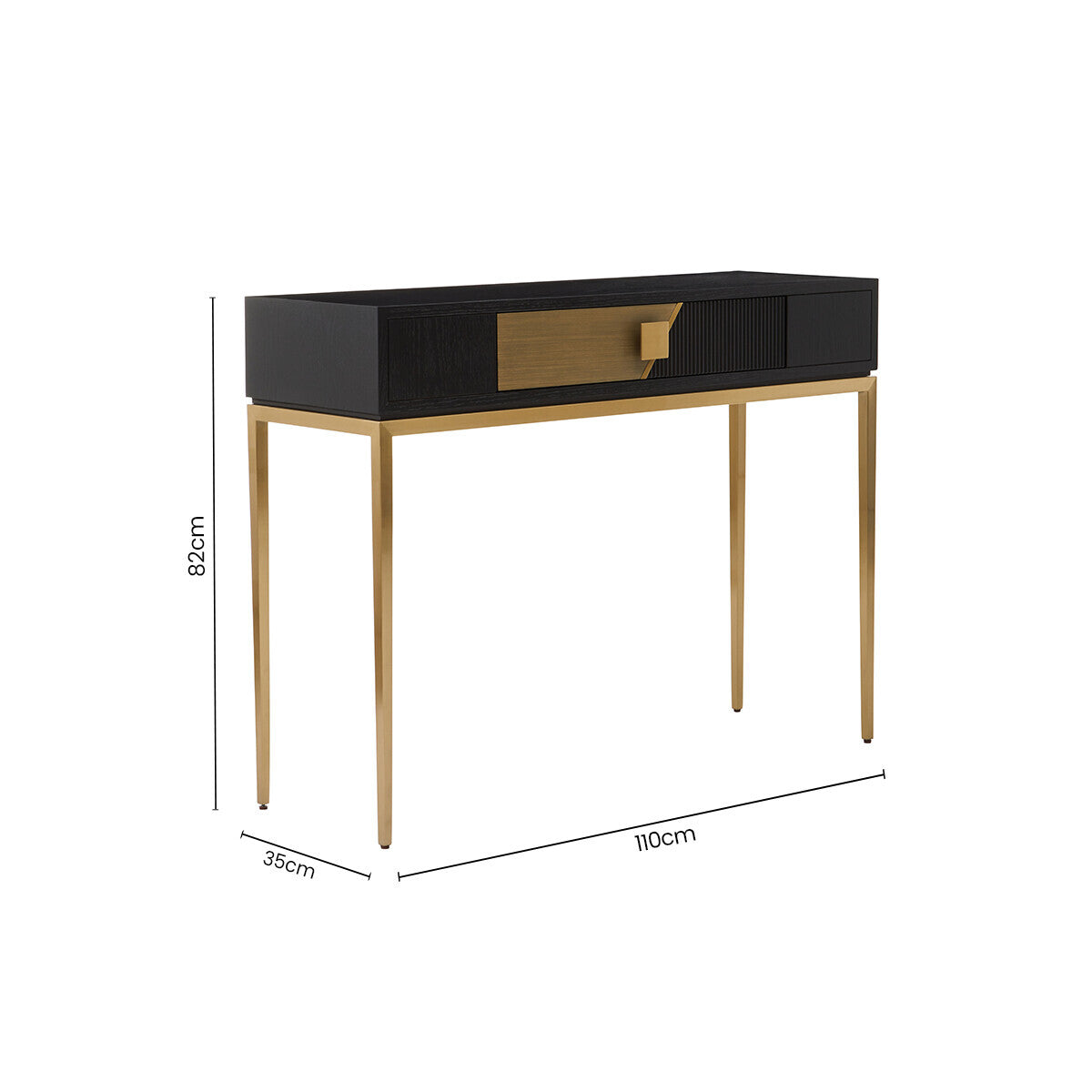 Davoli Black and Gold Console Table with 1 Drawer - Image 13