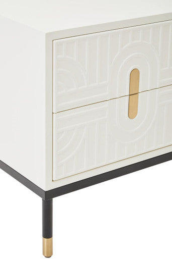 Danta 2 Drawer Side Table in Off White - Image 12
