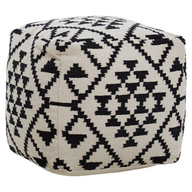 Cefena Square Black and White Patterned Pouffe