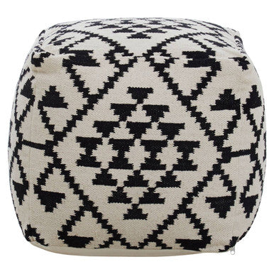 Cefena Square Black and White Patterned Pouffe