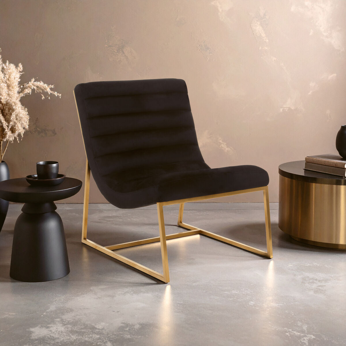 Vogue Black and Gold Lounge Chair - Image 1
