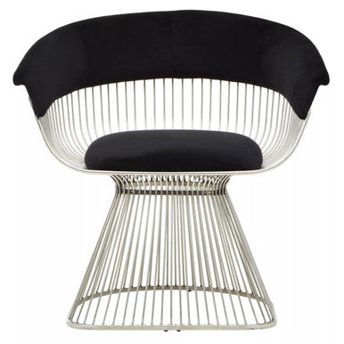 Vogue Black Velvet and Silver Frame Chair - Image 1