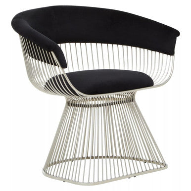 Vogue Black Velvet and Silver Frame Chair - Image 3