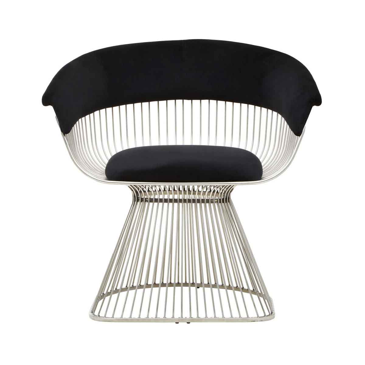 Vogue Black Velvet and Silver Frame Chair