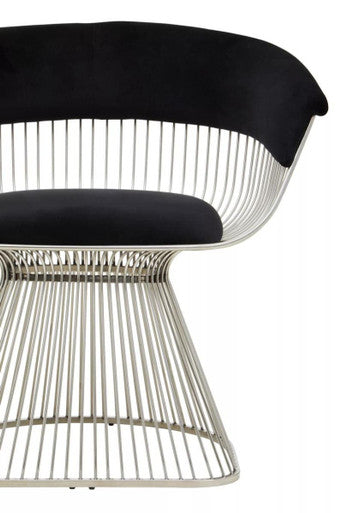 Vogue Black Velvet and Silver Frame Chair