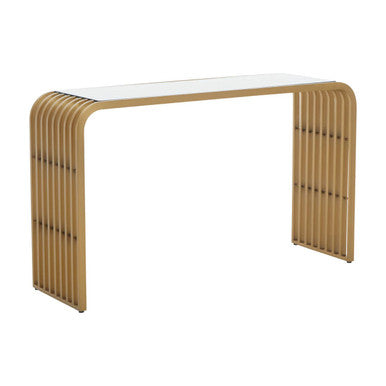 Vogue Matte Gold Slatted Console Table - Image 3
