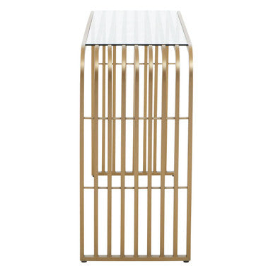 Vogue Matte Gold Slatted Console Table - Image 4