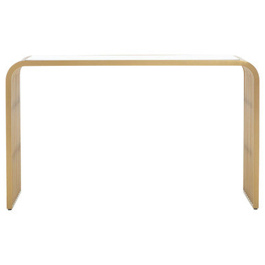 Wooden console table on a white background