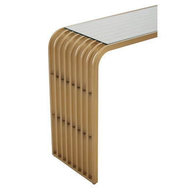 Vogue Matte Gold Slatted Console Table - Image 6