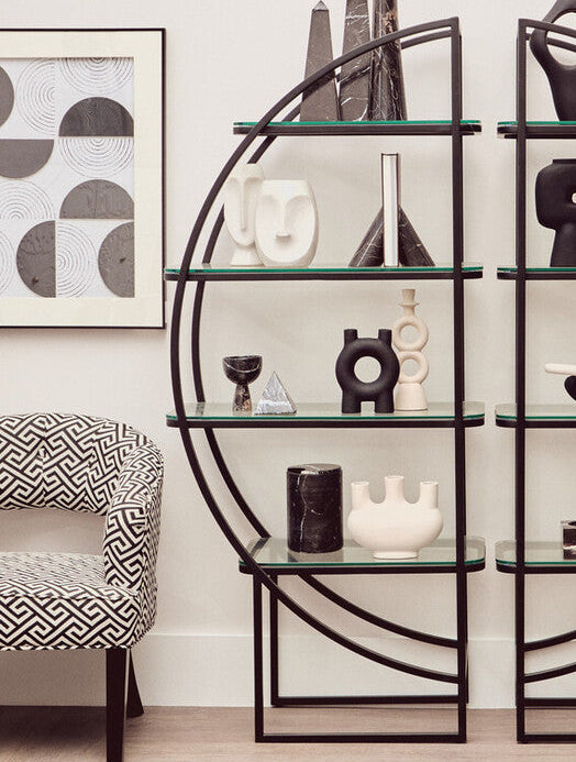 Vogue Left Half Moon Black Shelf Unit - Image 3