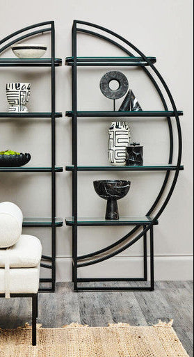 Vogue Right Half Moon Black Shelf Unit - Image 1
