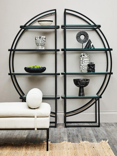 Modern wall shelf with decorative items in a room setting