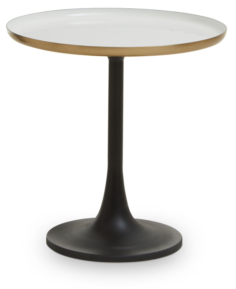 Corra White Marble Side Table With Column Base