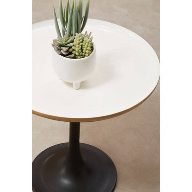 Corra White Marble Side Table With Column Base - Image 5