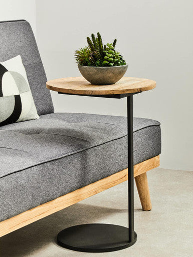 Corra Side Table With Round Wooden Top