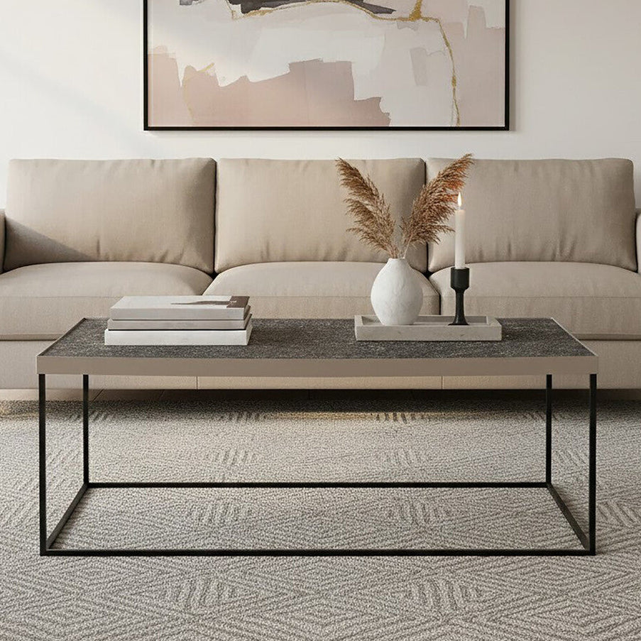 Akola Rectangle Coffee Table in Silver and Glass - Image 1