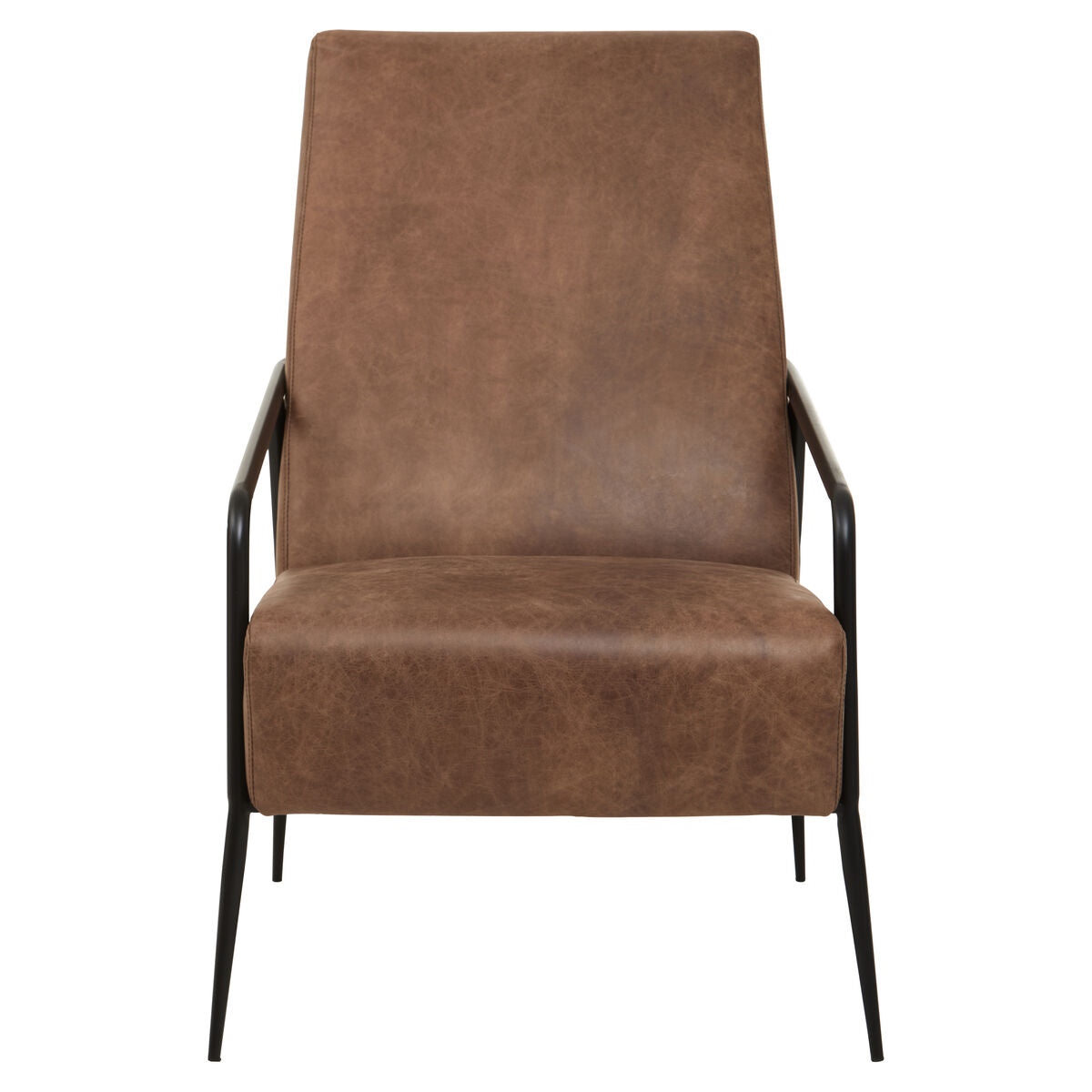 Hoxton Brown Leather Lounge Chair With Reclined Profile - Image 2