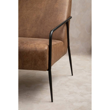 Hoxton Brown Leather Lounge Chair With Reclined Profile - Image 7