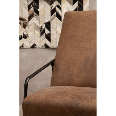 Hoxton Brown Leather Lounge Chair With Reclined Profile - Image 8