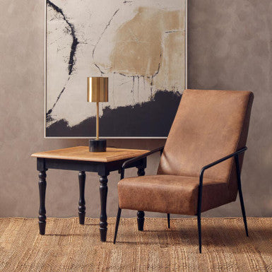 Hoxton Brown Leather Lounge Chair With Reclined Profile - Image 3