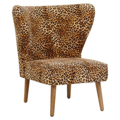 Chair with leopard print pattern on a white background