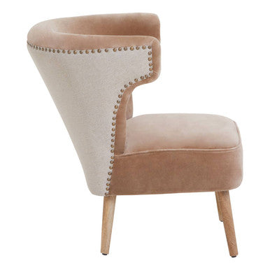 Cefena Mink Velvet and Natural Linen Chair