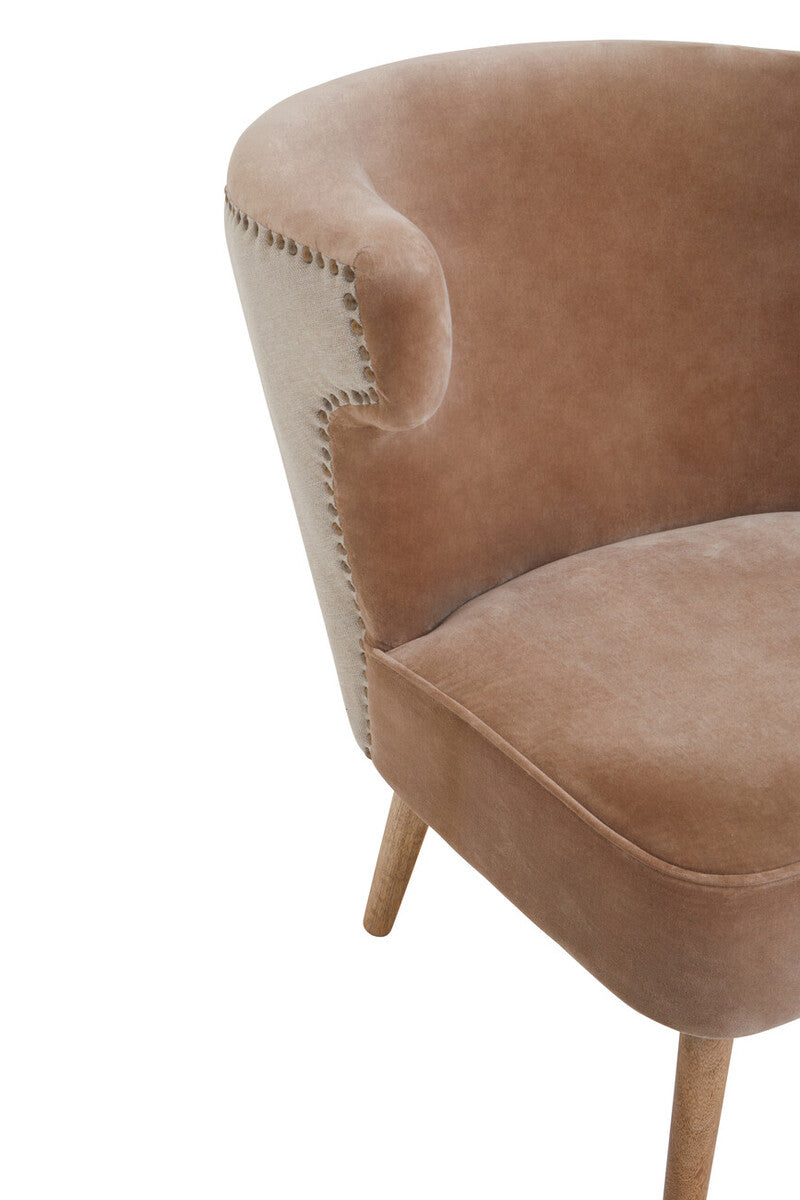 Cefena Mink Velvet and Natural Linen Chair