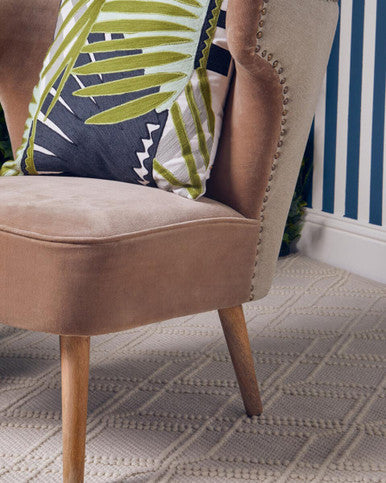 Cefena Mink Velvet and Natural Linen Chair