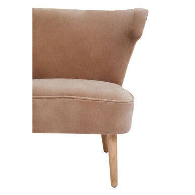 Cefena Mink Velvet and Natural Linen Chair